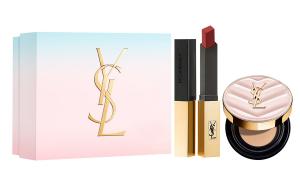 SAINT LAURENT Розовая помада-подушечка с золотой полоской набор макияжа натуральная стойкая 2,2г+12г