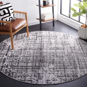 Ковер SAFAVIEH, 201 x 201 см, Amelia Collection, Grey & Charcoal, современный абстрактный дизайн, без линьки и простой в уходе, идеален для помещений с высокой проходимостью в гостиной, спальне (ALA248H)