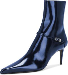 Женские ботильоны FYS с заостренным носком, средний каблук «котенок», ремешок на щиколотке, молния сбоку, официальные нарядные туфли, размеры 4-16 US, Blue