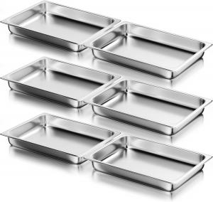 Набор кастрюль WantJoin полноразмерных для парового стола глубиной 6 см, 6 шт, серебряный