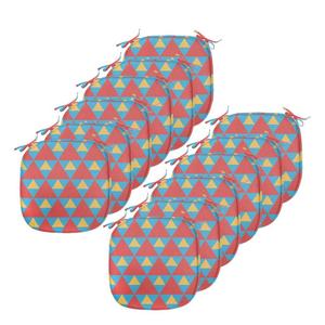 Подушки на обеденный стул ABAKUHAUS в стиле ретро, ​​большие маленькие треугольники, декоративная водонепроницаемая подушка в стиле ретро с ремнями для кухонных сидений, 40 см x 40 см — упаковка из 12 шт., небесно-голубые бархатцы, голубой