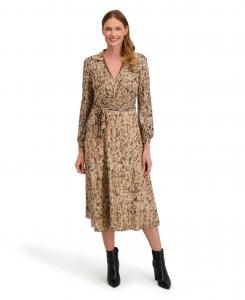 Платье-халат Angela с длинными рукавами, двустороннее Laundry by Shelli Segal, Brown multi