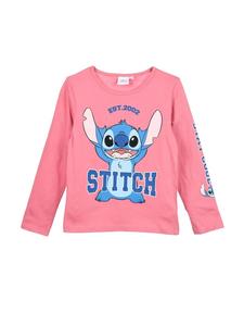Детская рубашка с длинными рукавами, розового цвета. Stitch