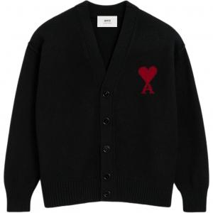 Кардиган Ami Paris с интарсией логотипа AMIPARIS, черный