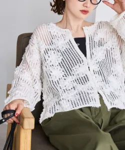 Кардиган с 3D-цветочной сеткой Coen, цвет Off White