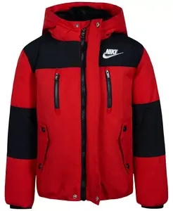 Детская вязаная куртка с капюшоном и цветными блоками для мальчиков Nike, красный