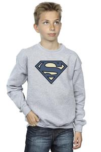 Синяя толстовка с логотипом цвета индиго Superman DC Comics, серый