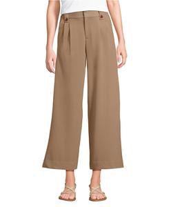 Женские укороченные брюки из мягкой польской кожи с высокой посадкой и широкими штанинами Lands' End, Rich camel