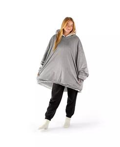 Носимое флисовое одеяло из шерпы для взрослых Bare Home, серый