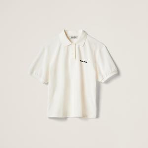 Поло из хлопкового пике MIU MIU, белый