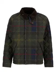 Стеганая куртка в тартановую клетку Barbour, зеленый