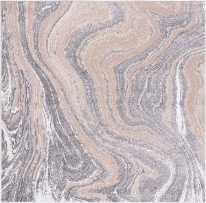 Ковер SAFAVIEH, 201 x 201 см, Amelia Collection, бежевый и серый, современный абстрактный дизайн, без линьки и простой в уходе, идеален для помещений с высокой проходимостью в гостиной, спальне (ALA211B)