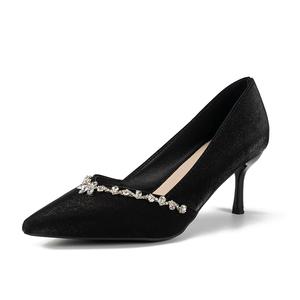 WOXXXN Женские туфли на тонком каблуке, черный подарочный набор