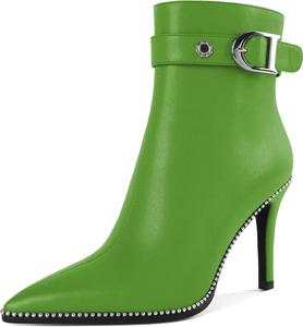 Женские ботильоны Eldof с каблуком-стилет и молнией, заостренный носок, для платья, 3,5 дюйма, Olive Green