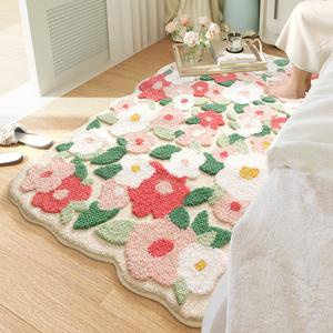 Dajiang Ковер 90х160 см для спальни/гостиной в новом стиле, с цветочным принтом, длинный и толстый