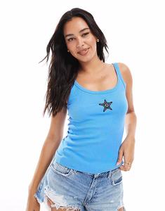 Майка Vero Moda с рисунком морской звезды ярко-синего цвета