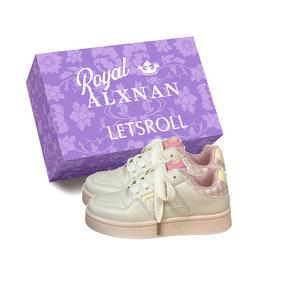Alxnan Женские низкие скейтерские кеды бежево-розовые с коробкой, цвет Beige Pink+Box