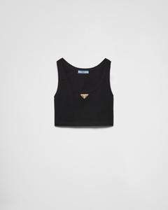 Укороченный топ из джерси Prada, черный