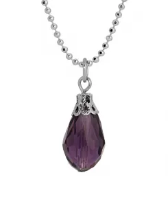 Ожерелье из цепочек с каплевидными бусинами 2028, purple