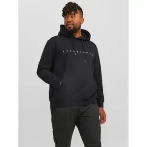 Толстовка Jack & Jones PlusSize с капюшоном "JJESTAR JJ SWEAT HOOD NOOS PLS", черный