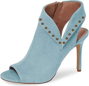 YDN Women Chic Peep Toe Stiletto High Heel Short Booties Cutout Slingback Side Zippers Walking Shoes, Skyblue Metal