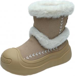 Доступные женские зимние снегоступы ZQW с плюшевой подкладкой и массивной подошвой, водонепроницаемые, уютные и теплые, милые меховые туфли, Khaki