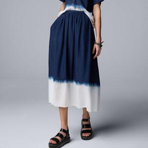 Мини-юбка миди на резинке Simply Vera Vera Wang, цвет navy dip dye