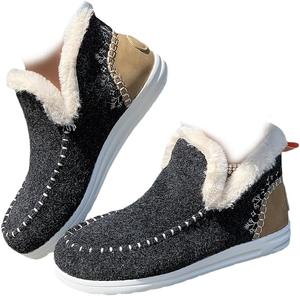 Женские ботинки до щиколотки, противоскользящие зимние ботинки для снега, домашние теплые туфли с плюшевой подкладкой и стелькой с эффектом памяти Generic, Dark Gray