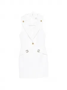 Мини-платье с нашивкой-логотипом Elisabetta Franchi, белый