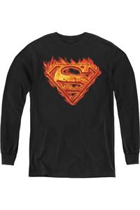 Футболка с длинным рукавом Superman Hot Metal для молодежи Gildan, черный