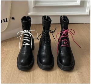 Женские ботильоны на шнуровке с платформой и массивным каблуком, сзади молния, носок округлый, обувь в ретро-стиле для повседневной носки Azttoztto, Black