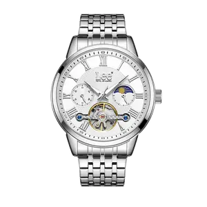 Lee Мужские часы с автоподзаводом, механический механизм, стальной браслет, черный циферблат, Node Holiday Box