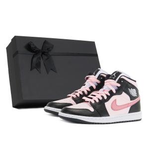 Jordan Air 1 Anti Slip Wear Resistant Mid Top Vintage Basketball Shoes Women's Black Pink
