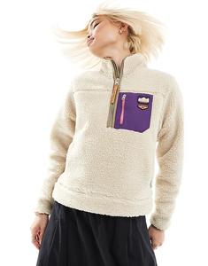 Флисовый джемпер Superdry Vintage Retro с застежкой-молнией на половину длины в овсяно-бежевом цвете