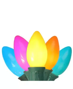 Набор из 25 непрозрачных ярких разноцветных рождественских гирлянд C9 - 24-футовый зеленый провод Northlight, multi