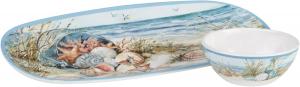 Certified International поднос Coastal Landscape с соусницей, 38 см, для кухни и праздников, мультиколор