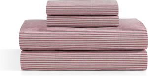 Tommy Hilfiger Комплект постельного белья Full, хлопковый перкаль, цвет красный в полоску Highland Ticking Stripe, с наволочками