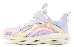 Амортизирующие износостойкие низкие детские беговые кроссовки фиолетово-белые для детей 3-7 лет QIAODAN