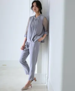 Платье с кружевными рукавами и брюками, свадебное платье, платье для вечеринки по случаю воссоединения, приглашение на вечеринку Pourvous, цвет Gray