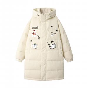 Пуховик Unisex с капюшоном утепленный HUANQIU, бежевый оранжевый