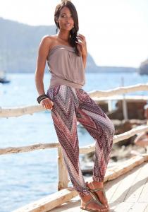 LASCANA женские повседневные брюки в стиле бохо, цвет bordeaux multi