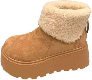 Женские зимние сапоги из искусственного меха с платформой 2,7 дюйма, плюшевые, на щиколотку, теплые и удобные GBGRHM, Yellow