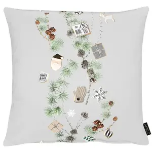 Декоративная подушка 3711 Apelt, Grau ,grün + bedruckt