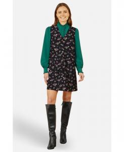 Женское платье-сарафан с цветочным принтом Yumi, Black