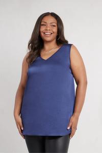 Жилет Curve из атласа с V образным вырезом Live Unlimited, синий