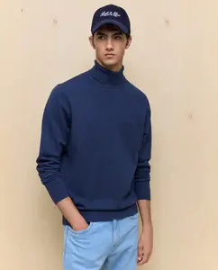 Мужской свитер с отложным воротником Easy Wear, темно-синий