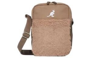 Кожаная сумка через плечо с мехом, унисекс, светло-коричневая KANGOL