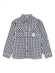 Рубашка в клетку Moschino Kids, черный