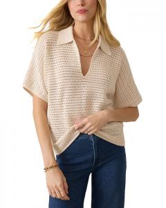 Свитер с V-образным вырезом Seacoast Polo Faherty, слоновая кость/кремовый