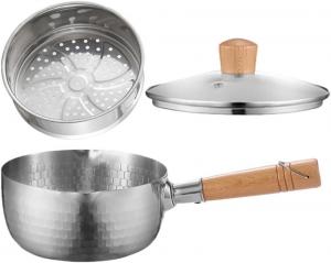 Набор посуды для приготовления Kichvoe с антипригарным покрытием в японском стиле, серебристый